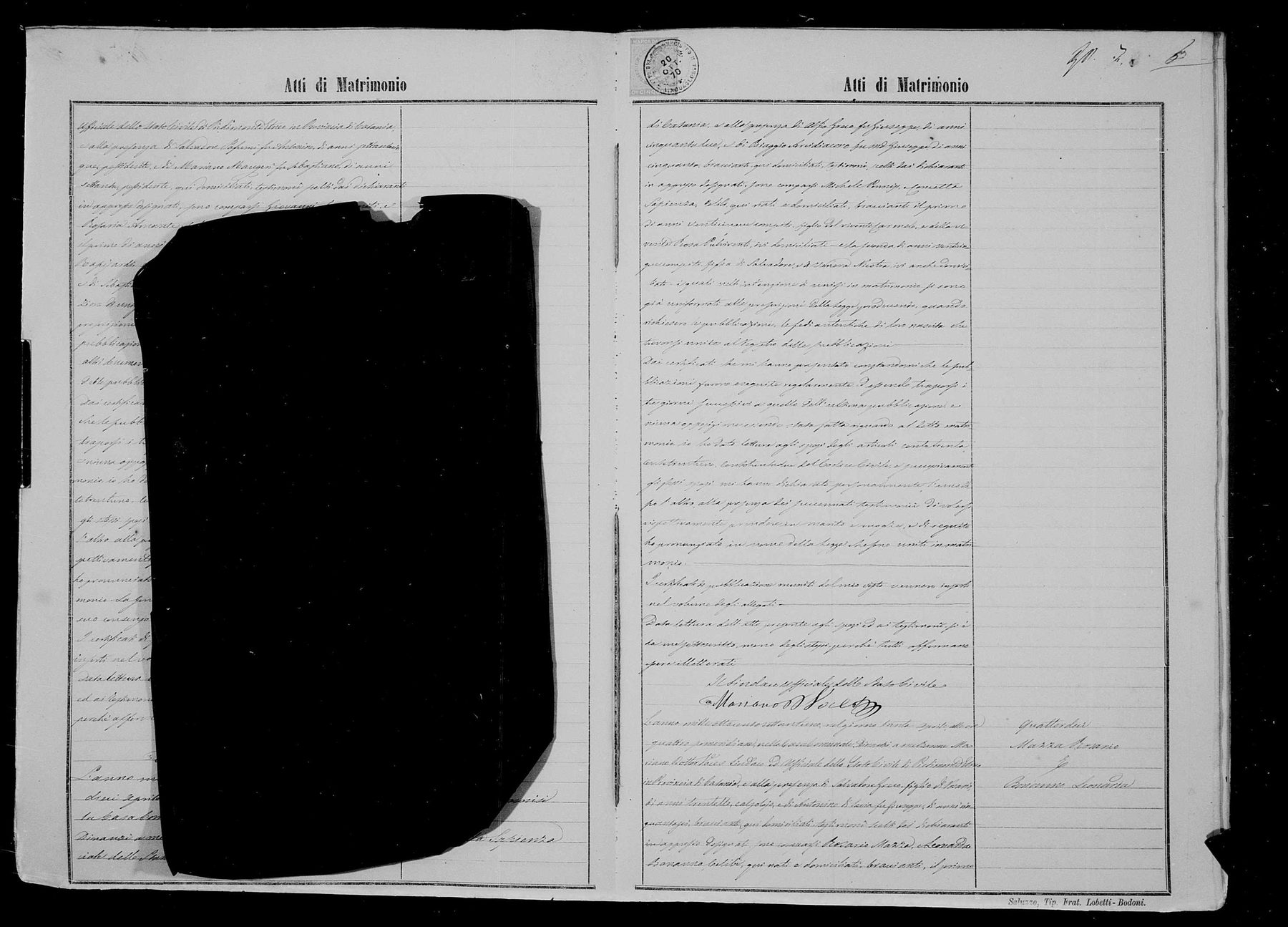 Rosario Mazza marries Leonarda Bonanno — 30 April 1871