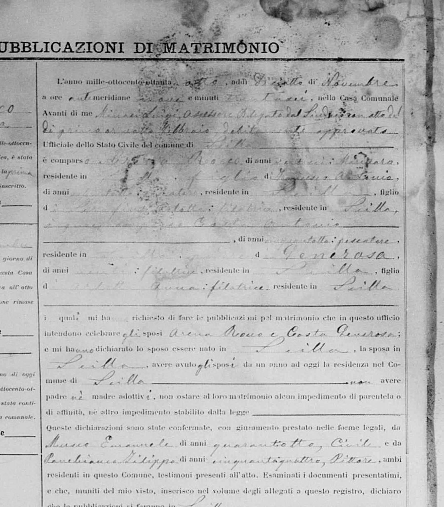 The banns, three weeks earlier — 18 November 1888