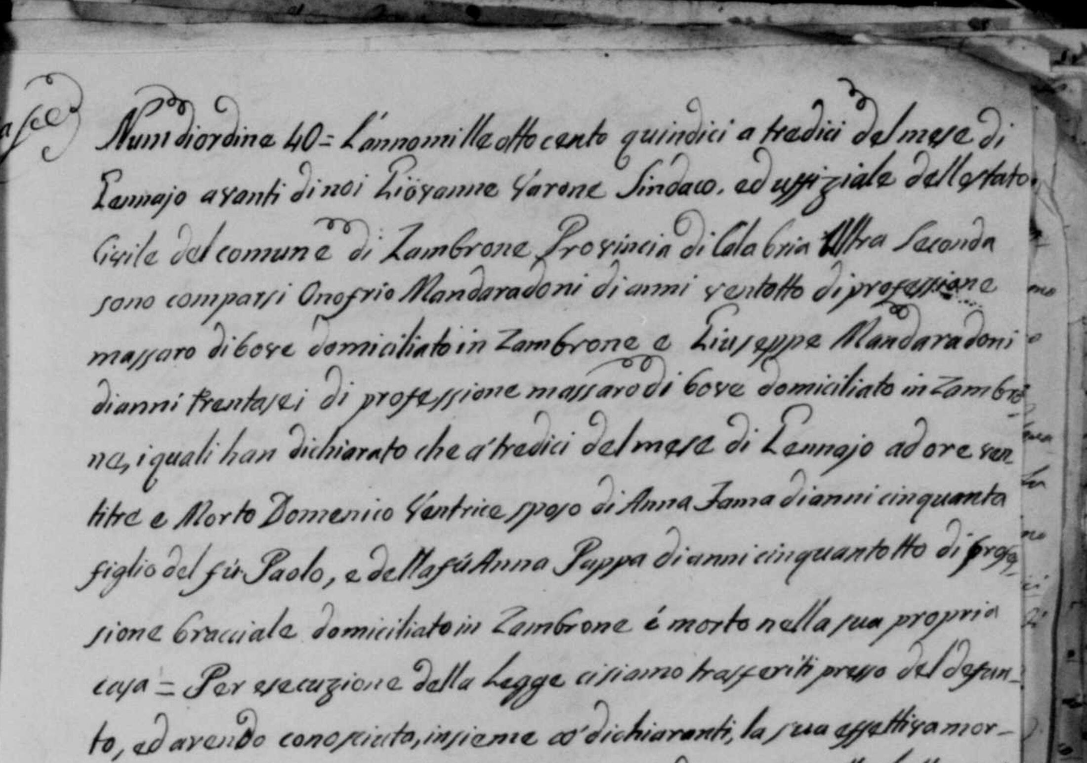 Zambrone, Morti 1815, atto 40